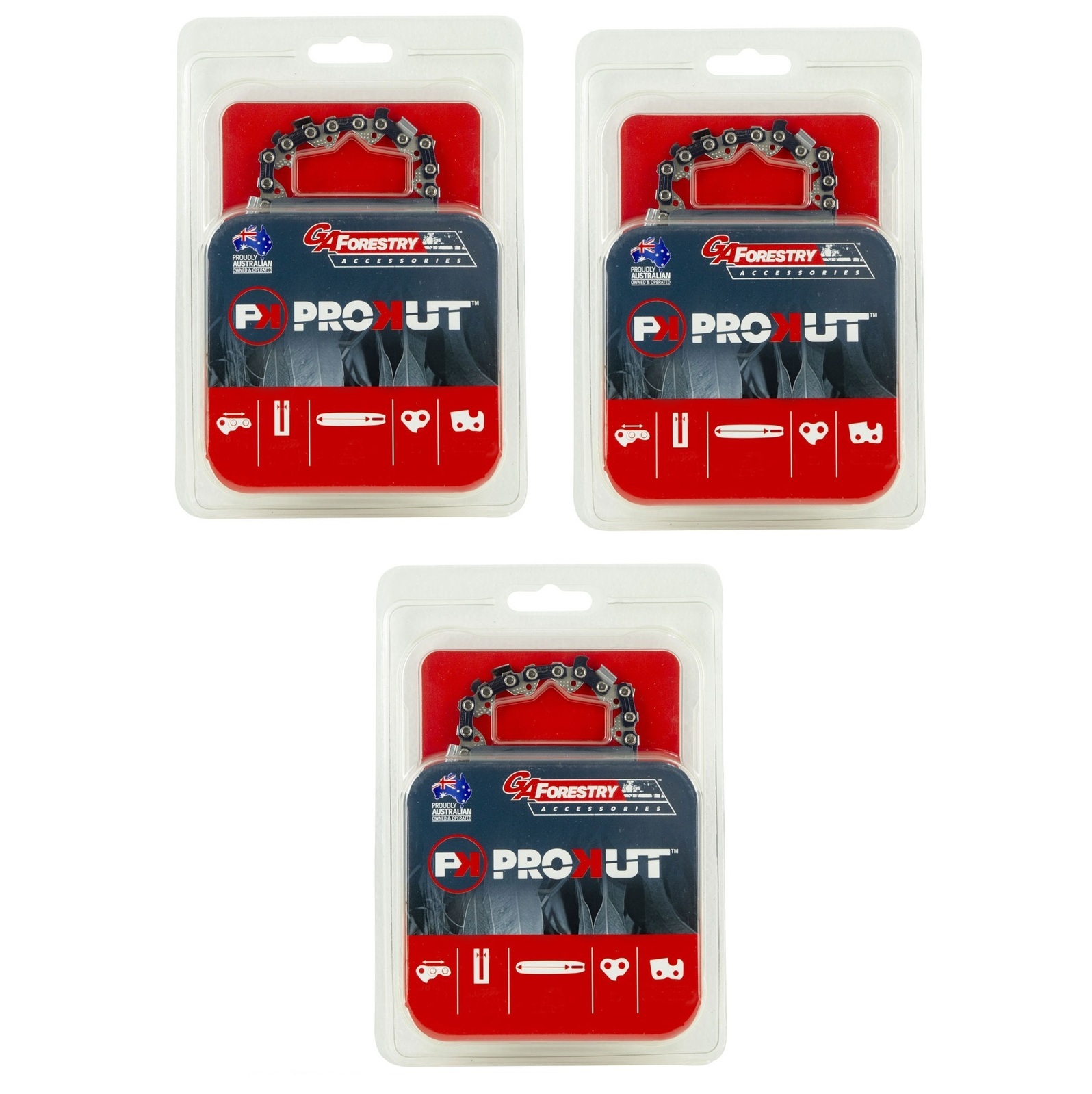 3x Prokut Chainsaw Chain 33DL 3/8 LP .050
