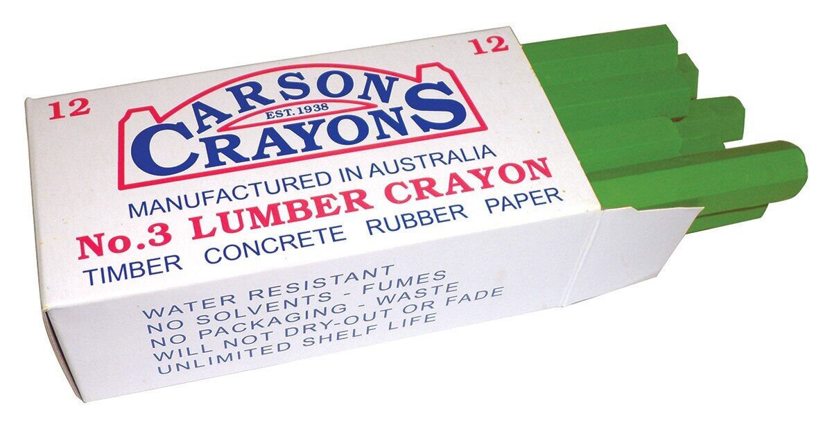 Lumber Crayon Green Pack of 12 Ideal for marking cartons, timber, tyres, bitumen and concrete