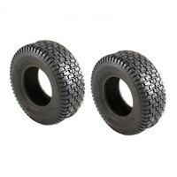 2x CTS Turf Saver Tubeless Tyre 13-5.00-6 Block Pattern for Ride on Mowers