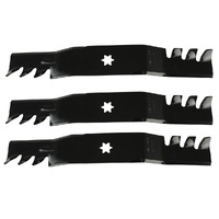 3 x TOOTHED MULCHING BLADES FOR 50" CUT MTD ,GATOR PREDITOR TYPE 942-04053