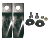 2x Fluted Blades &amp; Bolts fits Deutscher ZTR1400 Ride on Mowers H651 D-H651