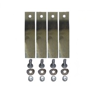 4x Low Flute Blades &amp; Bolts fits32&quot; Cox Ride on Mowers SKIT54 SKIT54N