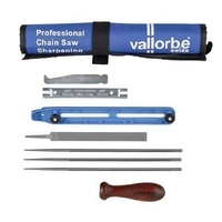 VALLORBE swiss CHAINSAW SHARPENER FILE KIT 3/16 INC DEPTH GAUGE TOOL AND POUCH